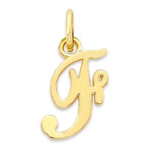 Solid 10k Gold F Initial Charm, Cute Letter Charm for Charm Bracelet